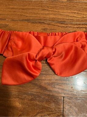 BCBGMaxAzria Vibrant Orange Satin Waist Bow Belt
